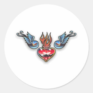 Adesivo Redondo Coração do tatuagem