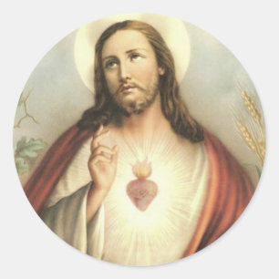 Adesivo Redondo Coração do vintage dos espinhos de Jesus que
