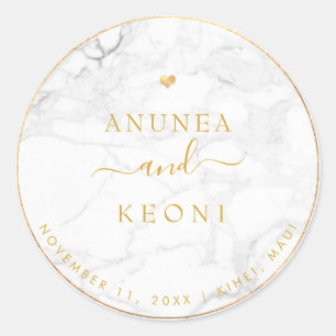 Adesivo Redondo Coração Dourada PixDezine Marble Faux