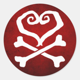 Adesivo Redondo Coração e Crossbones