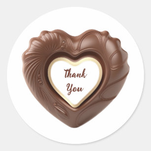 Adesivo Redondo Coração Efeito Chocolate Ornamentado Obrigado