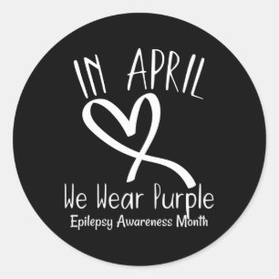 Adesivo Redondo Coração Em Abril Vestimos Consciência da Epilepsia