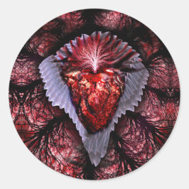 Adesivo Redondo Coração em chamas