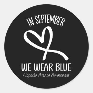 Adesivo Redondo Coração Em Setembro Vestimos Alopecia Azul Areata 