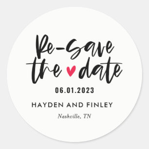 Adesivo Redondo Coração Encantadora COR EDITÁVEL Salva A Data