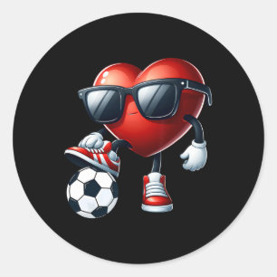 Adesivo Redondo Coração Engraçado Jogando Futebol Dia dos Namorado