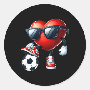 Adesivo Redondo Coração Engraçado Jogando Futebol Dia dos Namorado