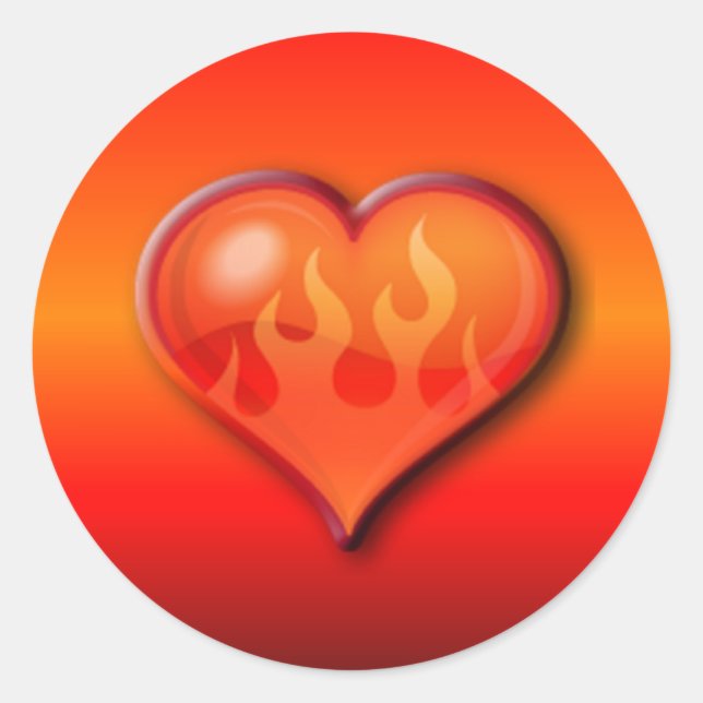 Adesivo Redondo Coração Flaming de Queima (Frente)