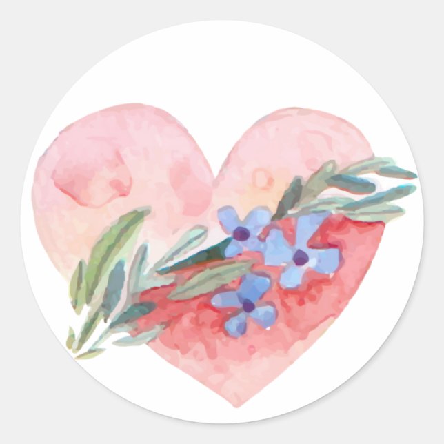 Adesivo Redondo Coração Floral (Frente)