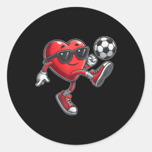 Adesivo Redondo Coração Fofo Jogando Futebol Dia dos Namorados Fut