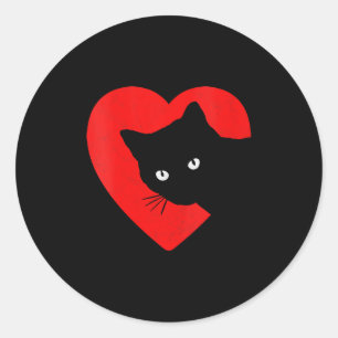 Adesivo Redondo Coração gráfico do dia dos namorados do gato engra
