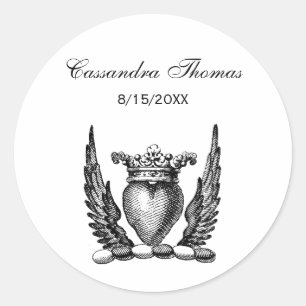 Adesivo Redondo Coração Heráldico com Casaco de Asas de Armamento