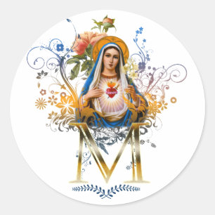 Adesivo Redondo Coração imaculado de Mary