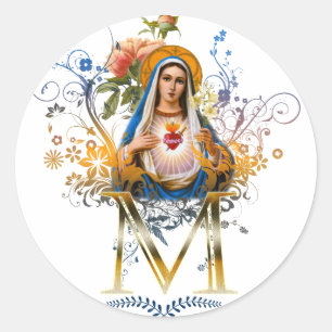 Adesivo Redondo Coração imaculado de Mary