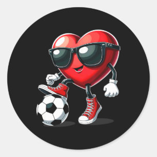 Adesivo Redondo Coração Jogando Futebol Dia dos Namorados
