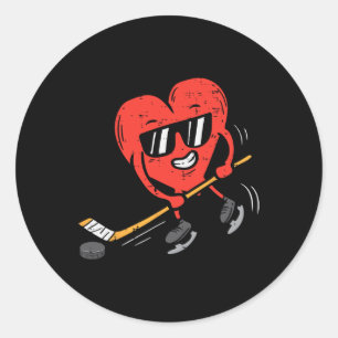 Adesivo Redondo Coração Jogando Hockey Dia de os namorados Amor Es