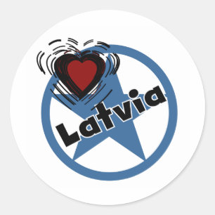 Adesivo Redondo Coração Latvia