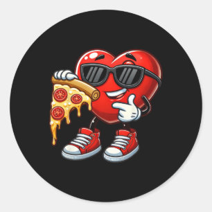 Adesivo Redondo Coração Legal Comendo Pizza Dia dos Namorados Cria