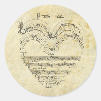 Adesivo Redondo Coração Manuscrito Medieval