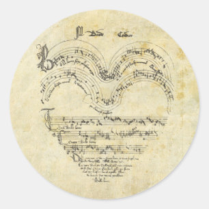 Adesivo Redondo Coração medieval do manuscrito