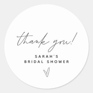 Adesivo Redondo Coração Minimalista Moderno Obrigado no Chá de Noi