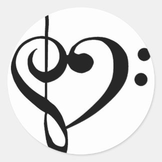 Adesivo Redondo Coração Musical