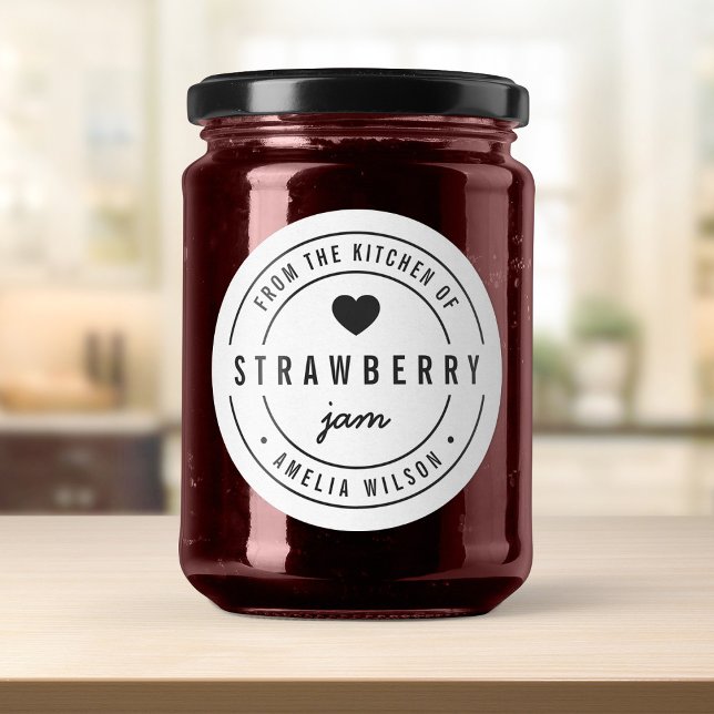 Adesivo Redondo Coração Negro e Branco da Cozinha de (Criador carregado)