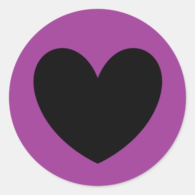 Adesivo Redondo Coração negro em roxo (Frente)