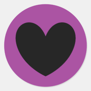 Adesivo Redondo Coração negro em roxo