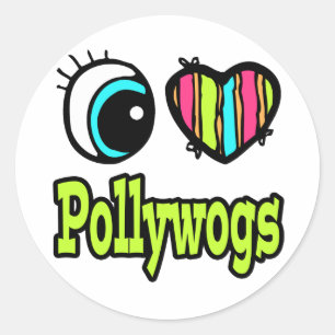 Adesivo Redondo Coração Olho Brilhante Eu Adoro Pollywogs