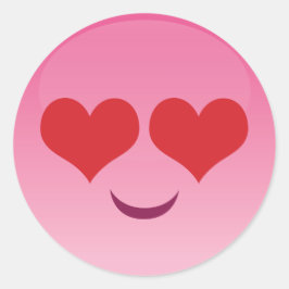 Adesivo Redondo Coração Olhos Emoji