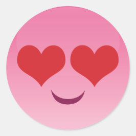 Adesivo Redondo Coração Olhos Emoji