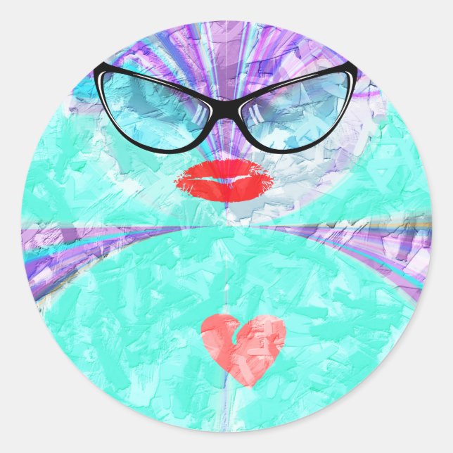 Adesivo Redondo Coração perfeito (Frente)