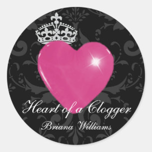 Adesivo Redondo Coração personalizado de um Clogger Purple Heart