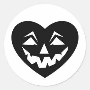 Adesivo Redondo coração preto do halloween gótico valentine assust
