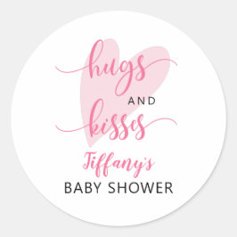 Adesivo Redondo Coração Rosa do Chá de fraldas do namorados