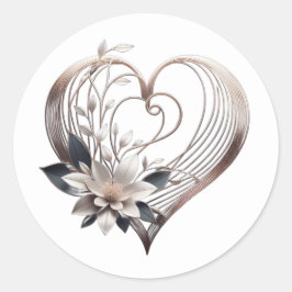 Adesivo Redondo Coração Rosa Moderno