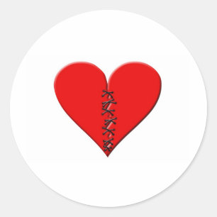 Adesivo Redondo Coração roto, remendado