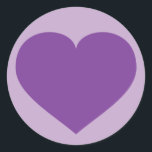 Adesivo Redondo Coração roxa<br><div class="desc">Este adesivo redondo tem um coração roxo. Clique em "Personalizar" para redimensionar/reposicionar a imagem do coração roxo,  alterar a cor de fundo e/ou adicionar texto personalizado.</div>