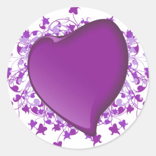 Adesivo Redondo Coração Roxo