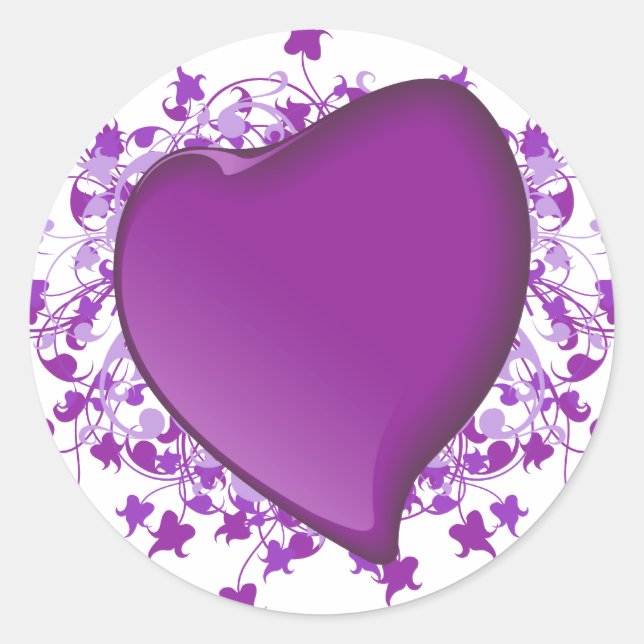 Adesivo Redondo Coração Roxo (Frente)