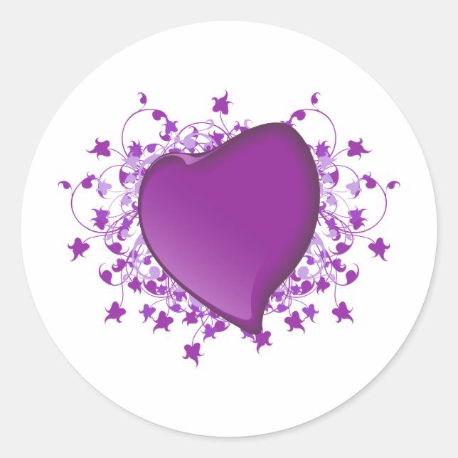 Adesivo Redondo Coração Roxo (Frente)
