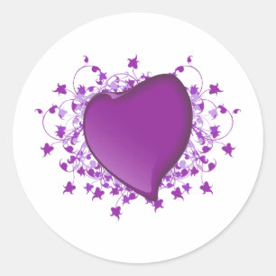 Adesivo Redondo Coração Roxo