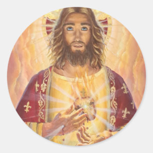Adesivo Redondo Coração Sagrado de Jesus, Arte, Stickers