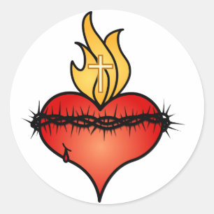 Adesivo Redondo Coração Sagrado - Personalizado