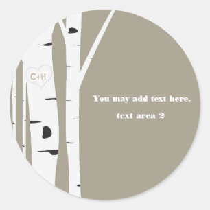 Adesivo Redondo Coração Talhado em Bétula Rústica Favor Taupe