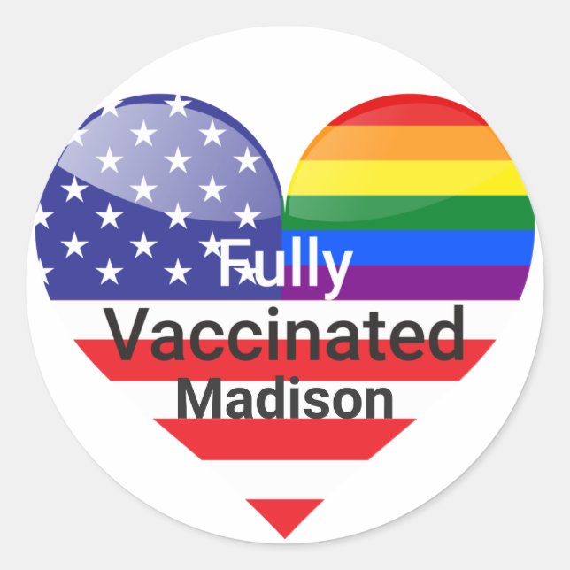 Adesivo Redondo Coração Totalmente Vacinado (Frente)