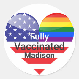 Adesivo Redondo Coração Totalmente Vacinado