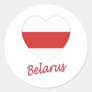 Adesivo Redondo Coração (tradicional) da bandeira de Belarus