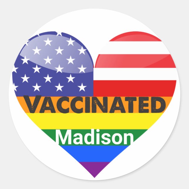 Adesivo Redondo Coração Vacinado (Frente)